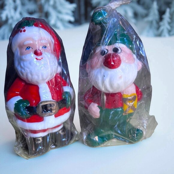 Vintage Interpur Christmas Candle Set – 4 Figural Wax Candles Sealed in Cellopha - Picture 3 of 5